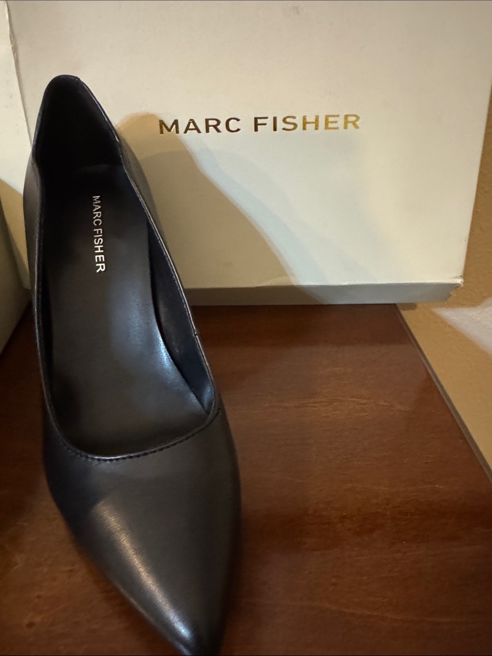 Marc Fisher Black Leather Pointed Pump